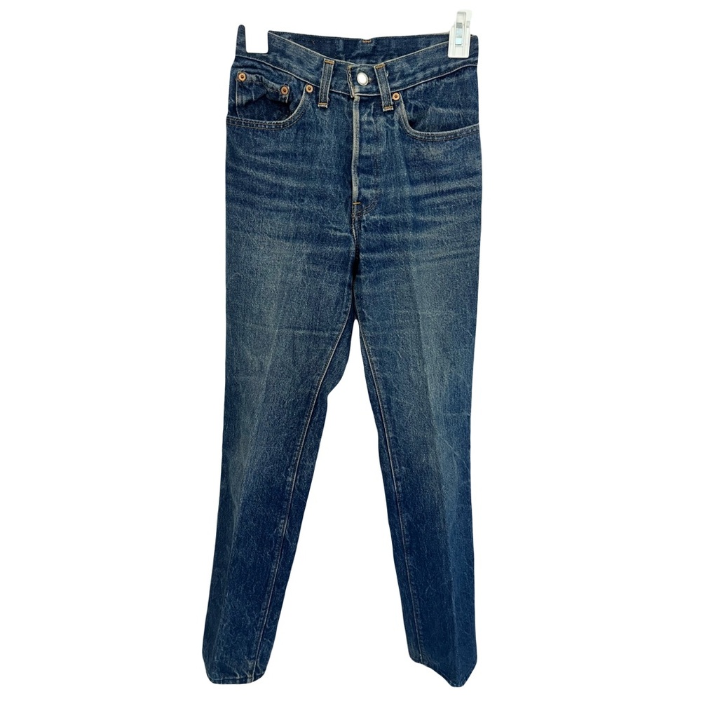 Levi's Vintage Blue Denim Button Fly Jeans 1980s 501 Straight‑leg Shrink to Fit